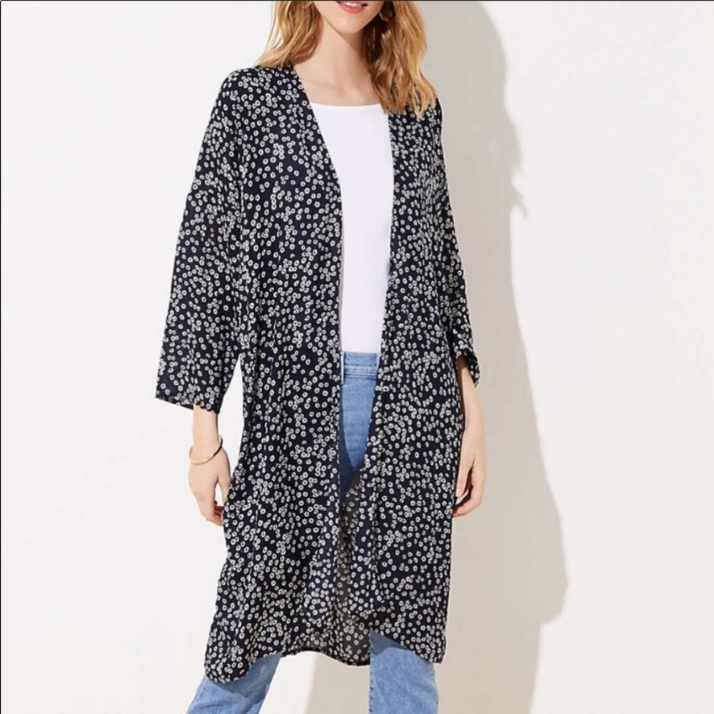 Navy floral kimono